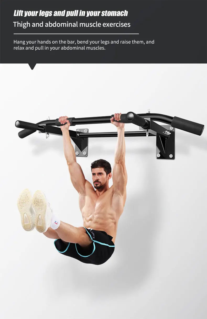 Wall-Mounted Pull-Up Bar-Drill Installation, Home Gym Equipment for Indoor Fitness, Chin-Up Bar for Strength Training (Black、)