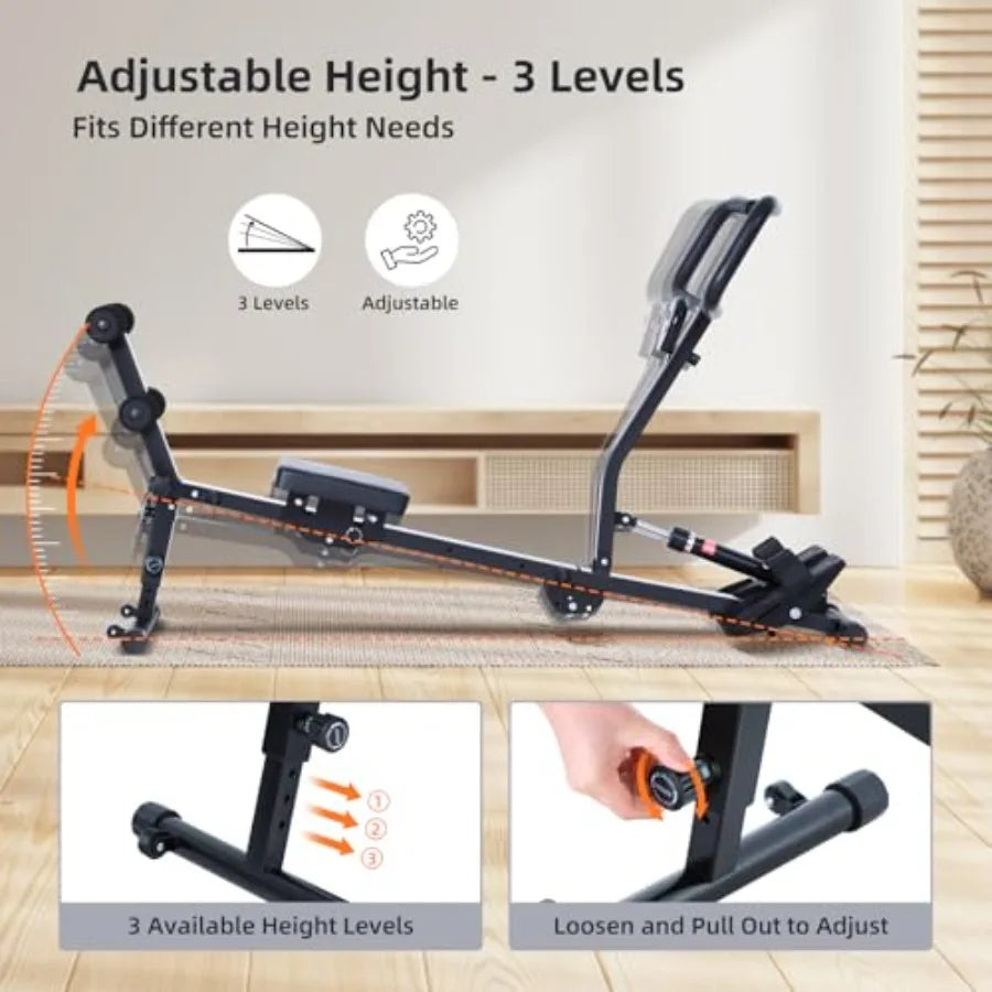 Rower Machine for Home Foldable Hydraulic Rowing Machine with 12-Level Resistance - Multi Functional Row Machine Equipped with C