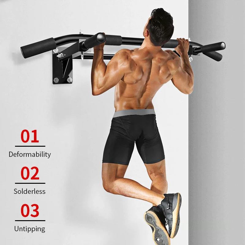 Wall-Mounted Pull-Up Bar-Drill Installation, Home Gym Equipment for Indoor Fitness, Chin-Up Bar for Strength Training (Black、)