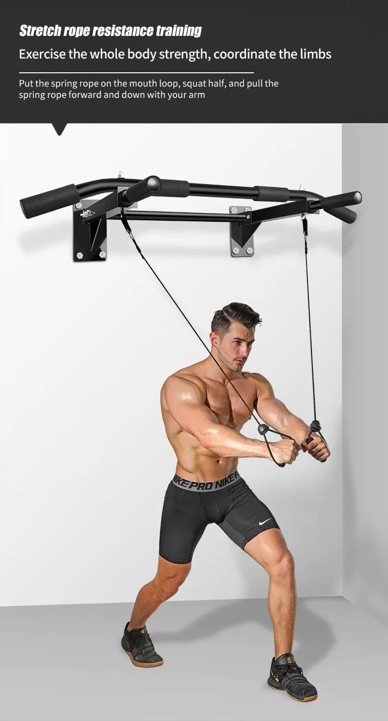 Wall-Mounted Pull-Up Bar-Drill Installation, Home Gym Equipment for Indoor Fitness, Chin-Up Bar for Strength Training (Black、)