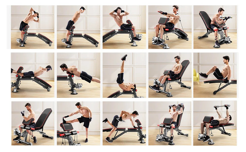 Adjustable Weight Bench - Utility workout Benches for Exercise, Free Installation Design for Portable Fitness Strength Training