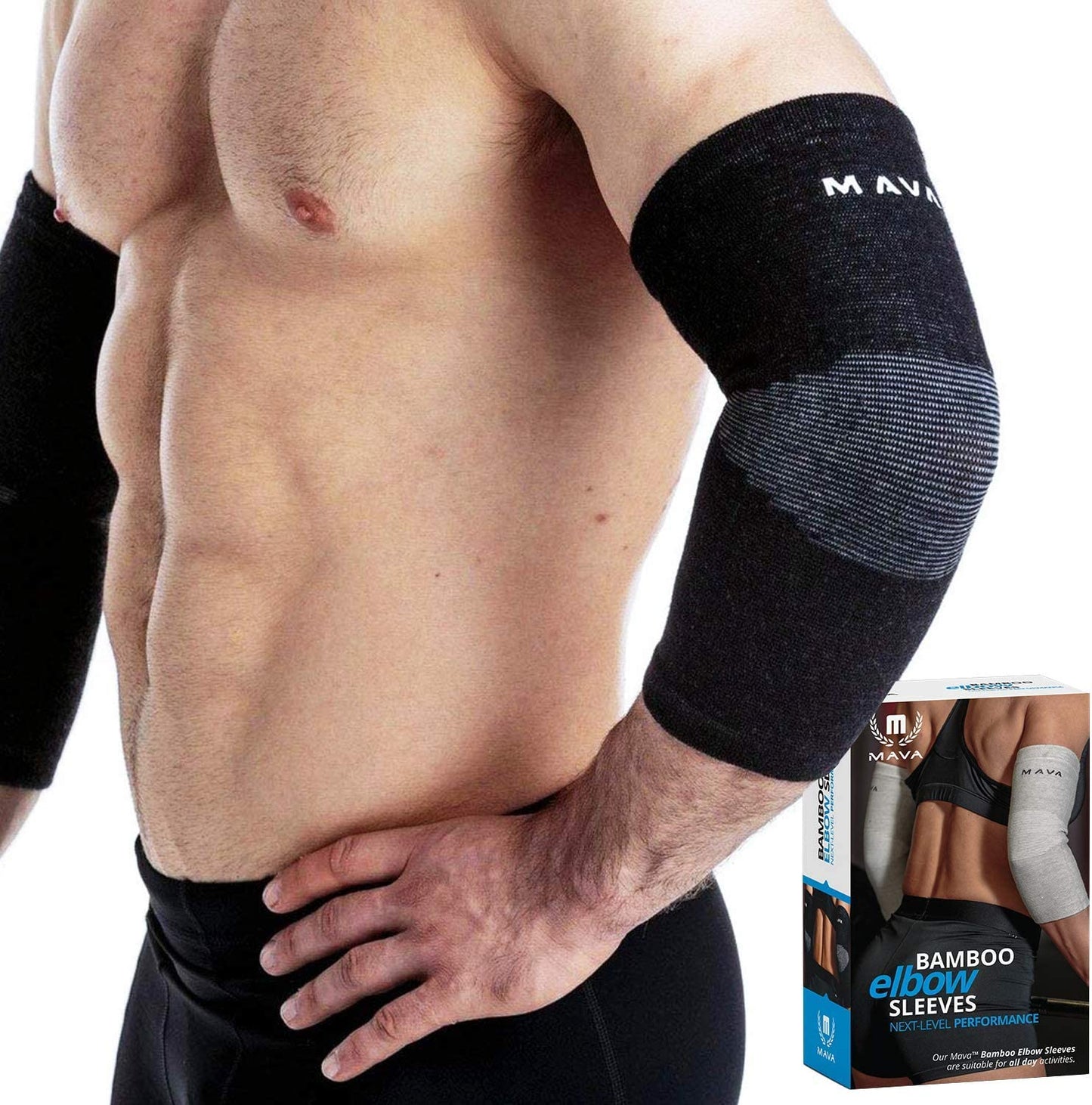 Elbow Sleeve Weightlifting Bamboo Elbow Brace Compression Support Sleeve for Tendonitis, Tennis, Golf Elbow Treatment - Reduce Elbow Joint Pain