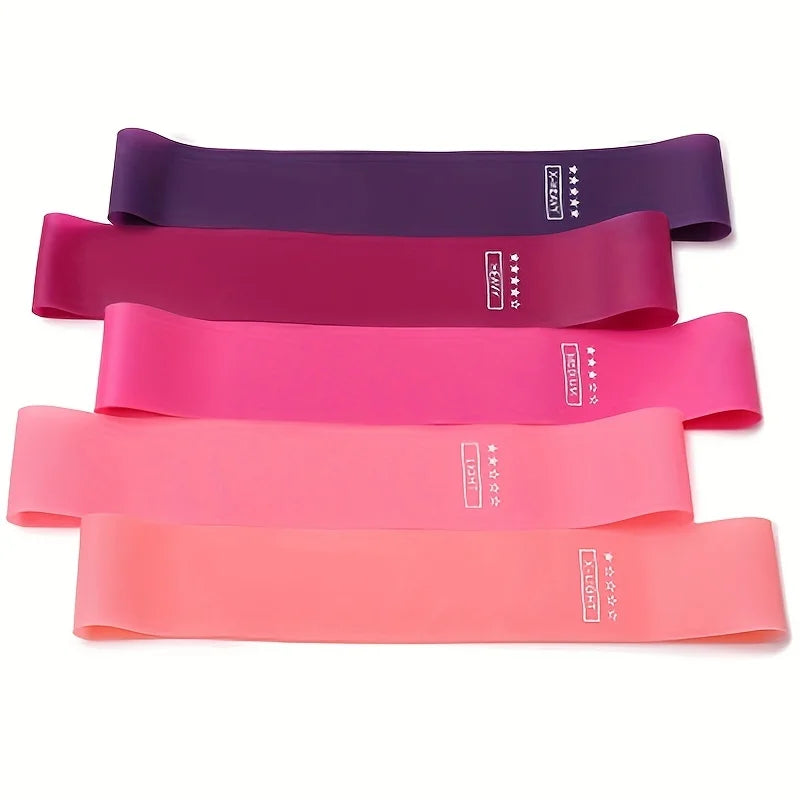 5pc Gradient Blue Yoga Squat Buttock Resistance Band, Thin Leg and Arm Pull Band, Strength Rehabilitation Training Buttock Circl