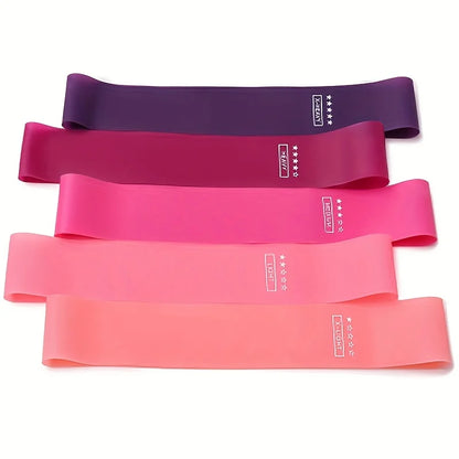 5pc Gradient Blue Yoga Squat Buttock Resistance Band, Thin Leg and Arm Pull Band, Strength Rehabilitation Training Buttock Circl