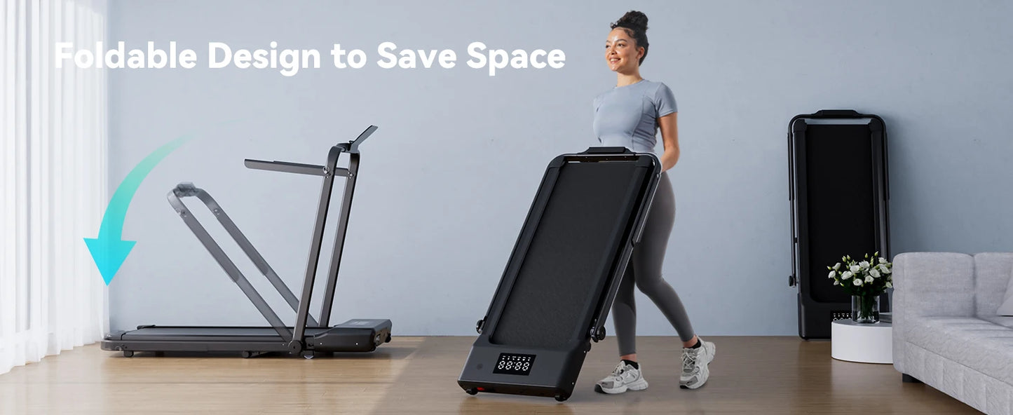 3 in 1 Superun Foldable Walking Pad with Handle, 3.0 HP Treadmill with 9% Incline Max 300LBS R