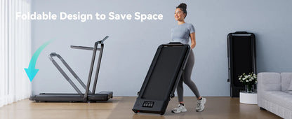 3 in 1 Superun Foldable Walking Pad with Handle, 3.0 HP Treadmill with 9% Incline Max 300LBS R