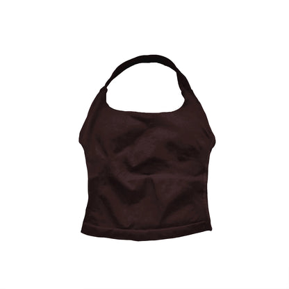 NCLAGEN Gym Halter Top Woman longline strappy tank Padded yoga clothing Fitness workout Running Activewear pilates clothes