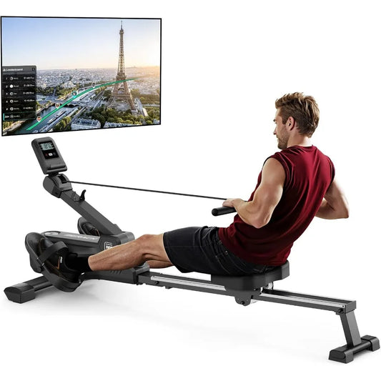 Foldable Rowing Machines for Home, Magnetic Rowing Machine with 16-Level, Compact Row Saves 20% Space, 350 LBS Load Capacity