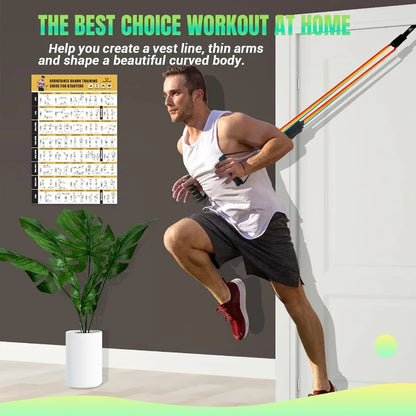 Resistance Bands Set with Yellow Handles, Exercise/Workout/Fitness Bands with Door Anchor, Legs Ankle Straps for Resistance Trai