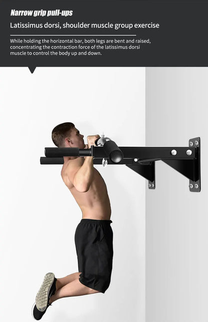 Wall-Mounted Pull-Up Bar-Drill Installation, Home Gym Equipment for Indoor Fitness, Chin-Up Bar for Strength Training （Black、）