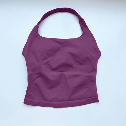 NCLAGEN Gym Halter Top Woman longline strappy tank Padded yoga clothing Fitness workout Running Activewear pilates clothes