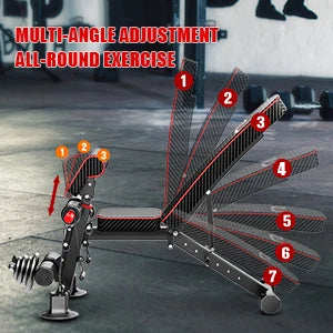Adjustable Weight Bench - Utility workout Benches for Exercise, Free Installation Design for Portable Fitness Strength Training