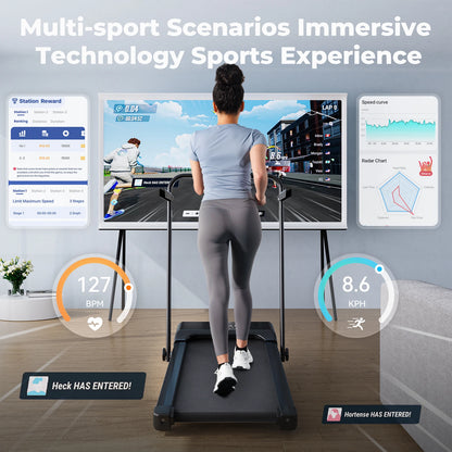 3 in 1 Superun Foldable Walking Pad with Handle, 3.0 HP Treadmill with 9% Incline Max 300LBS R