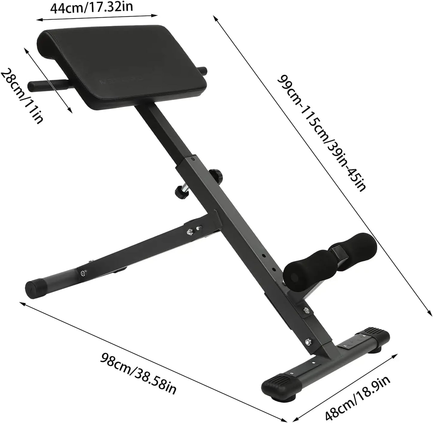 Roman Chair Hyper extension Bench, Adjustable Length Back Extension Bench Machine for Home Gym Fitness, Multi-Functional Bench