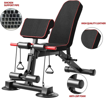Adjustable Weight Bench - Utility workout Benches for Exercise, Free Installation Design for Portable Fitness Strength Training