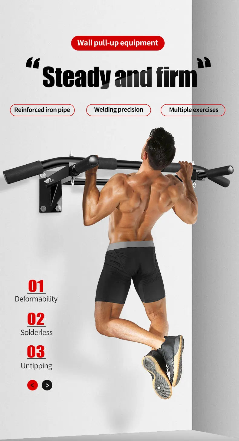 Wall-Mounted Pull-Up Bar-Drill Installation, Home Gym Equipment for Indoor Fitness, Chin-Up Bar for Strength Training （Black、）
