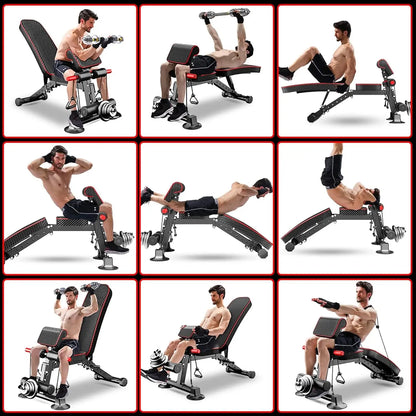 Adjustable Weight Bench - Utility workout Benches for Exercise, Free Installation Design for Portable Fitness Strength Training