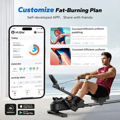 Foldable Rowing Machines for Home, Magnetic Rowing Machine with 16-Level, Compact Row Saves 20% Space, 350 LBS Load Capacity