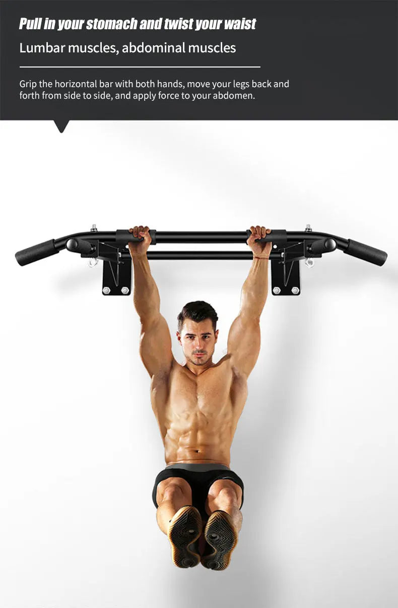 Wall-Mounted Pull-Up Bar-Drill Installation, Home Gym Equipment for Indoor Fitness, Chin-Up Bar for Strength Training （Black、）