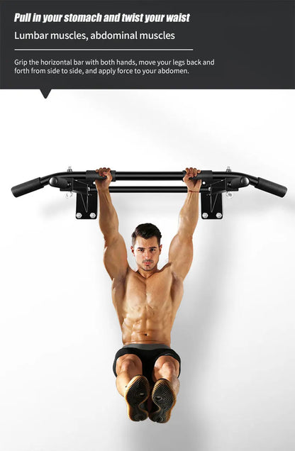 Wall-Mounted Pull-Up Bar-Drill Installation, Home Gym Equipment for Indoor Fitness, Chin-Up Bar for Strength Training （Black、）