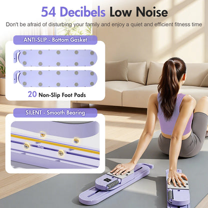 Pilates Reformer Board AB Portable Split Resistance Gym Equipment with Resistance Bands LCD Display Full Body Workout Machine