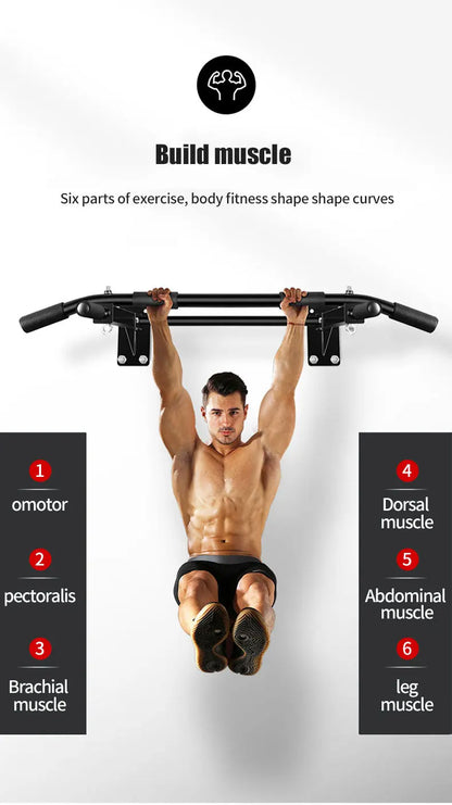 Wall-Mounted Pull-Up Bar-Drill Installation, Home Gym Equipment for Indoor Fitness, Chin-Up Bar for Strength Training （Black、）