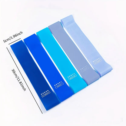 5pc Gradient Blue Yoga Squat Buttock Resistance Band, Thin Leg and Arm Pull Band, Strength Rehabilitation Training Buttock Circl