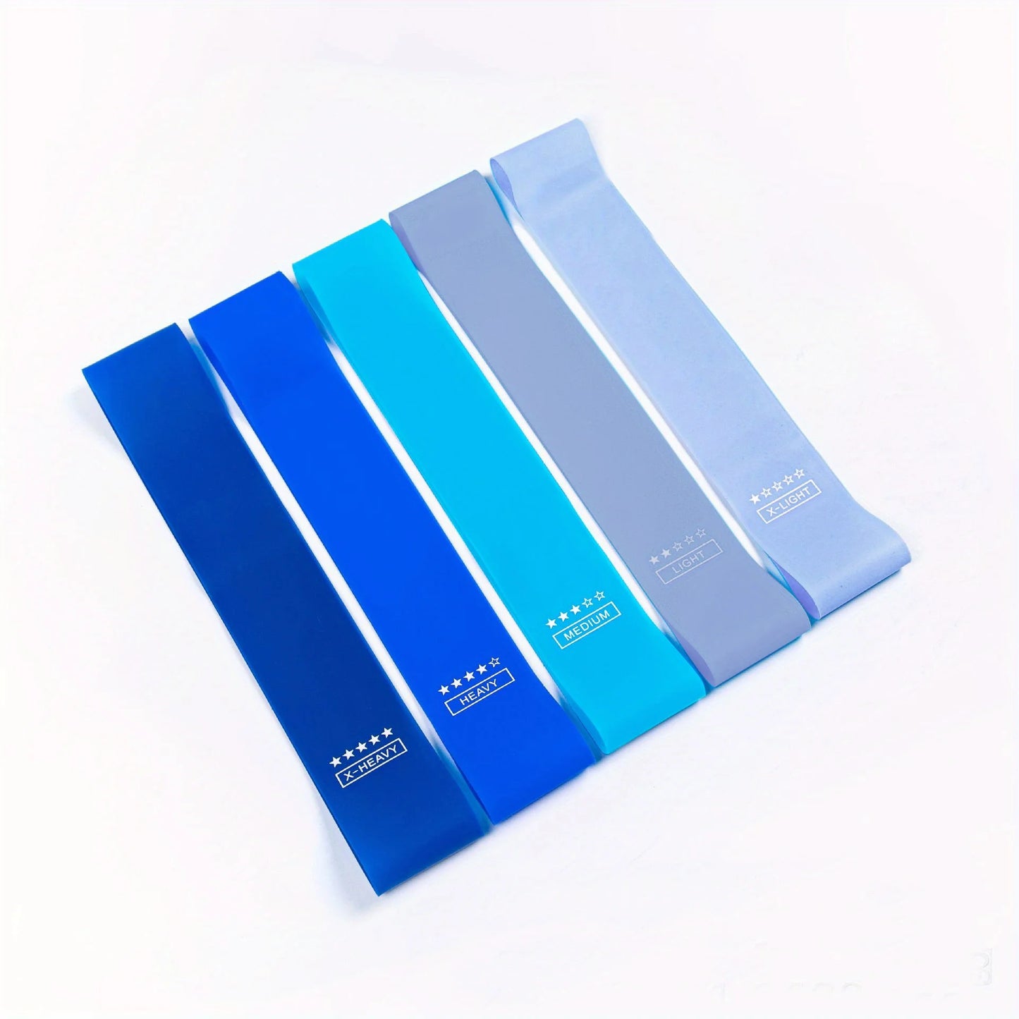 5pc Gradient Blue Yoga Squat Buttock Resistance Band, Thin Leg and Arm Pull Band, Strength Rehabilitation Training Buttock Circl