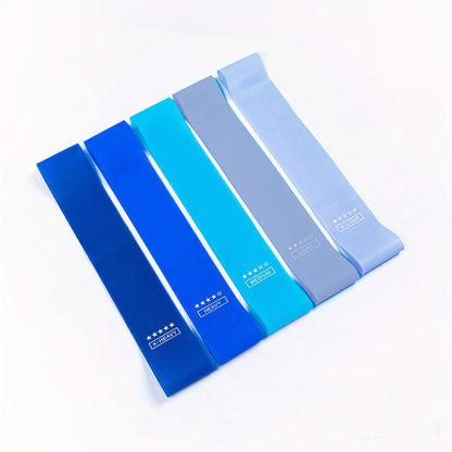5pc Gradient Blue Yoga Squat Buttock Resistance Band, Thin Leg and Arm Pull Band, Strength Rehabilitation Training Buttock Circl