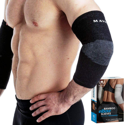 Elbow Sleeve Weightlifting Bamboo Elbow Brace Compression Support Sleeve for Tendonitis, Tennis, Golf Elbow Treatment - Reduce Elbow Joint Pain